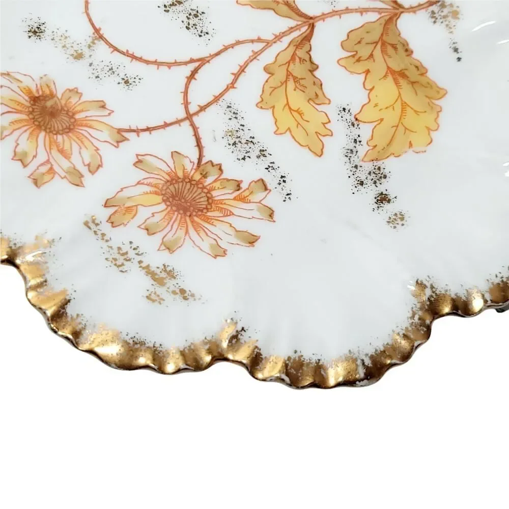 Vtg Marx & Gutherz Carlsbad Austria Fluted Edges HandPainted Floral Trinket Dish